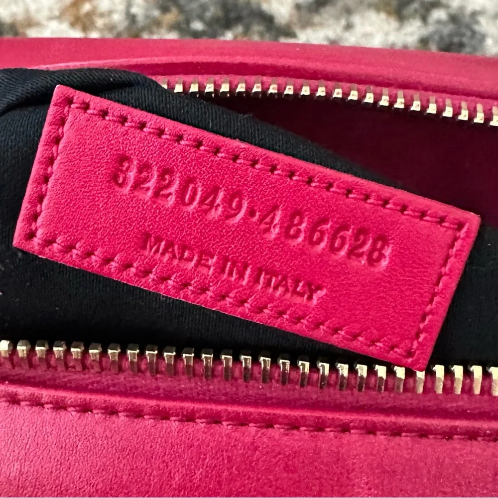 SAINT LAURENT FUCHSIA YSL 2 WAY LEATHER DUFFEL BOSTON CROSSBODY BAG CARDS & COA - Picture 16 of 16